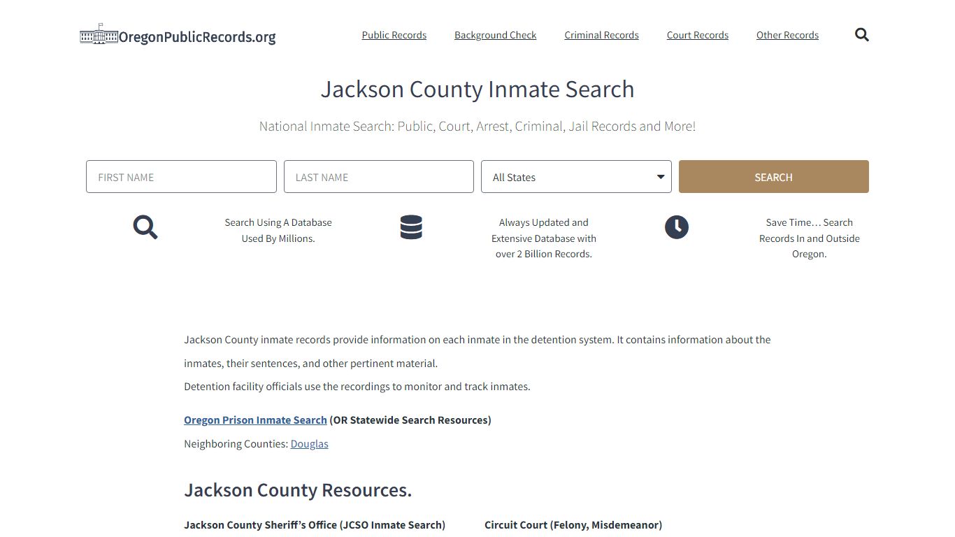 Jackson County Inmate Search - JCSO Current & Past Jail Records